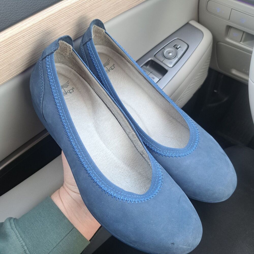 Dansko Women's Kristen Blue Slip On Work Flats Shoes Leather Suede Size 39/8
